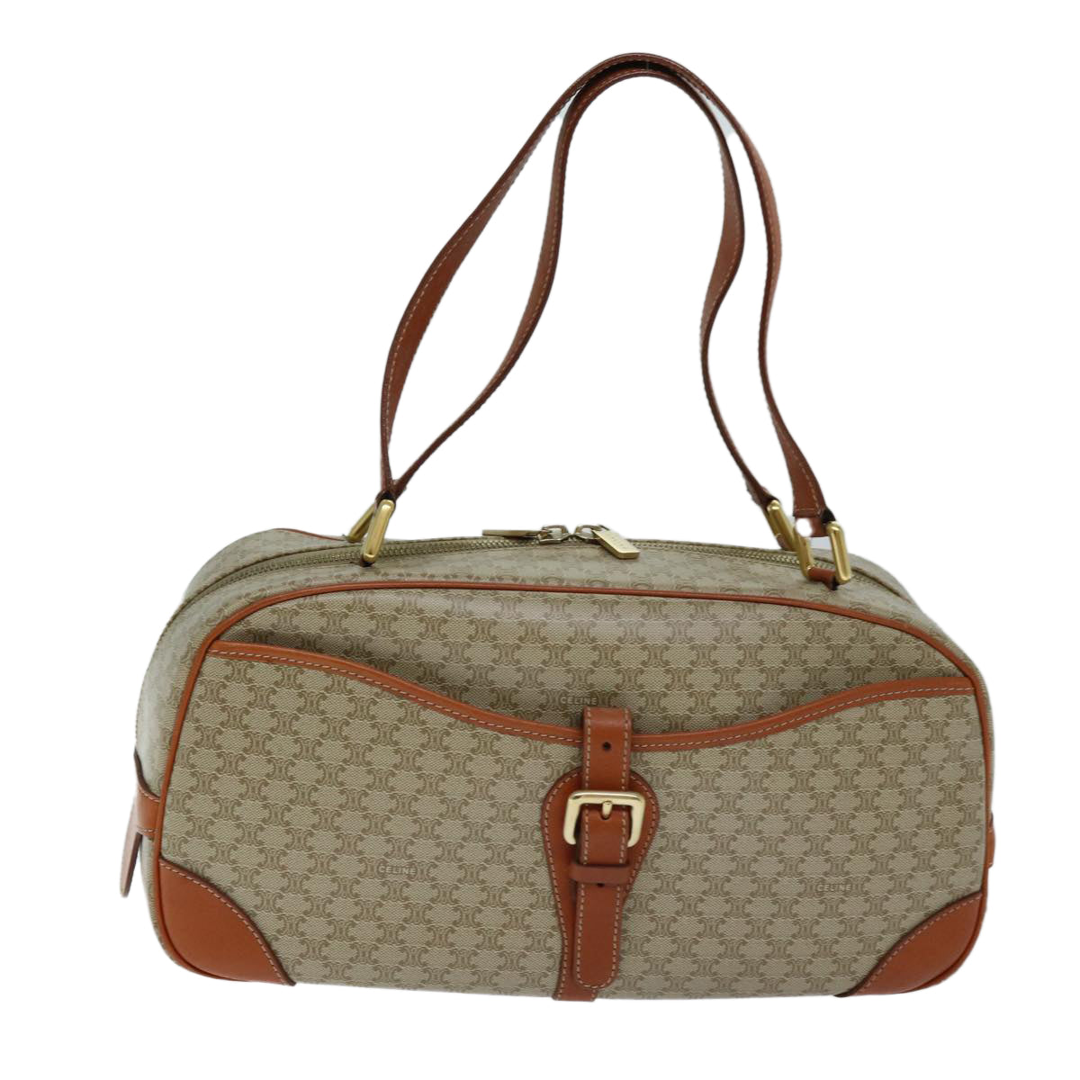 CELINE Macadam Canvas Hand Bag Beige Auth 74188