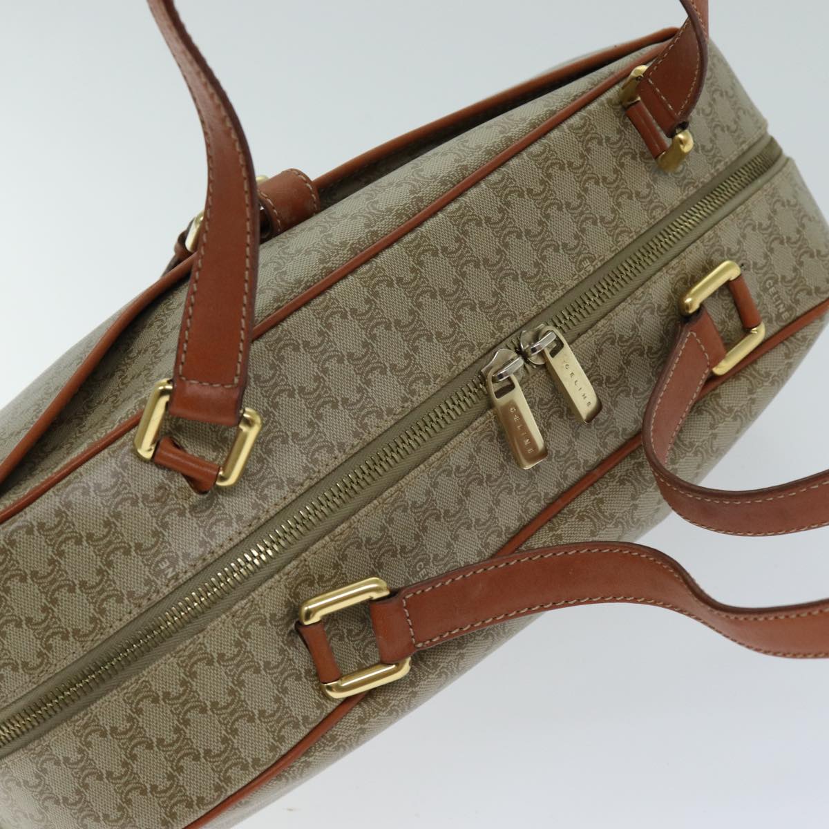 CELINE Macadam Canvas Hand Bag Beige Auth 74188