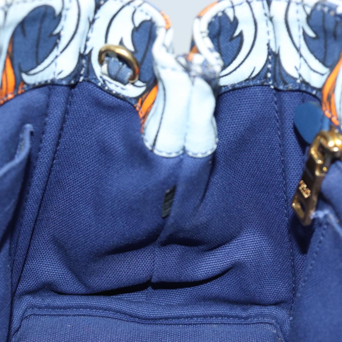 PRADA Canapa PM Hand Bag Canvas 2way Blue Auth 74189