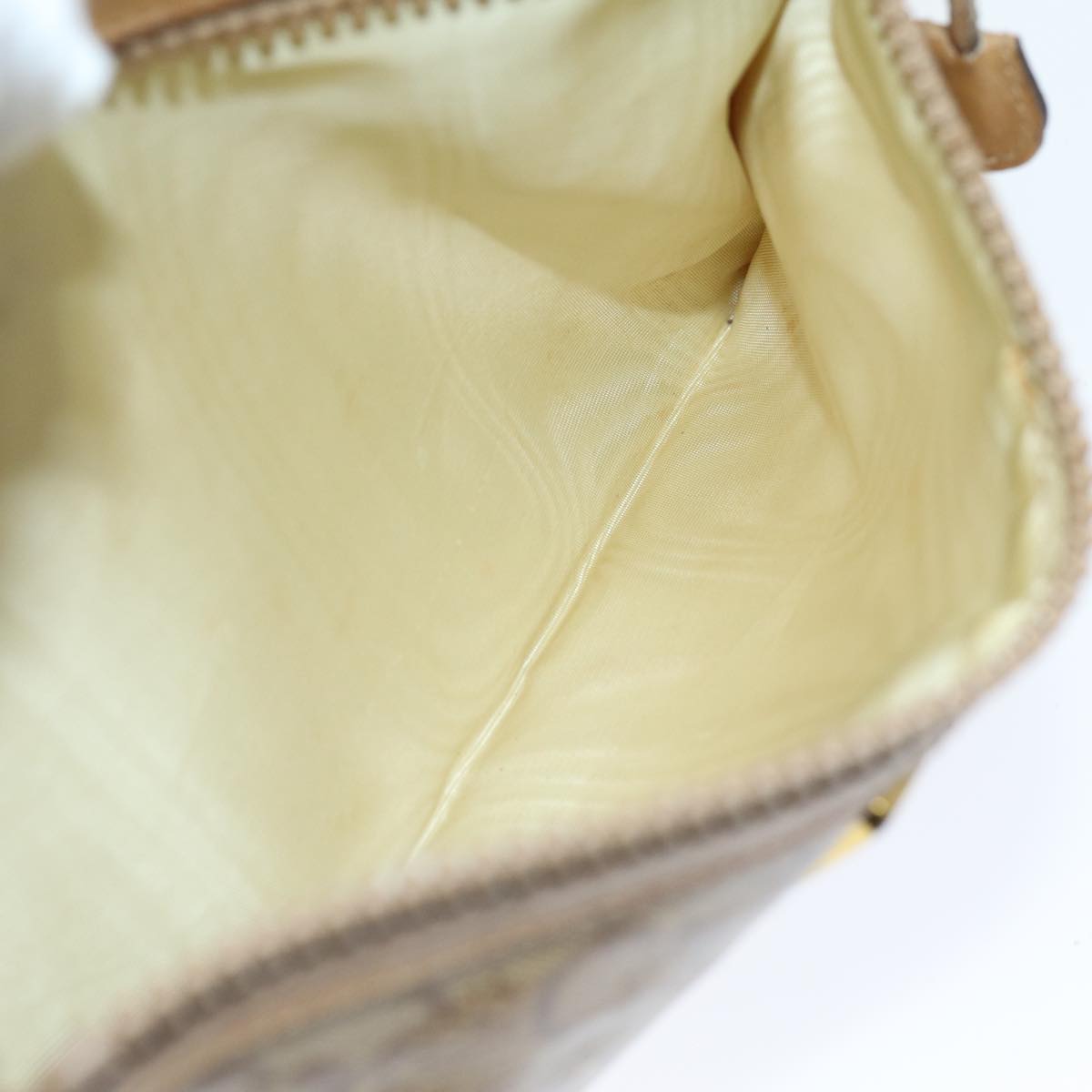 CELINE C Macadam Canvas Shoulder Bag Beige Auth 74191