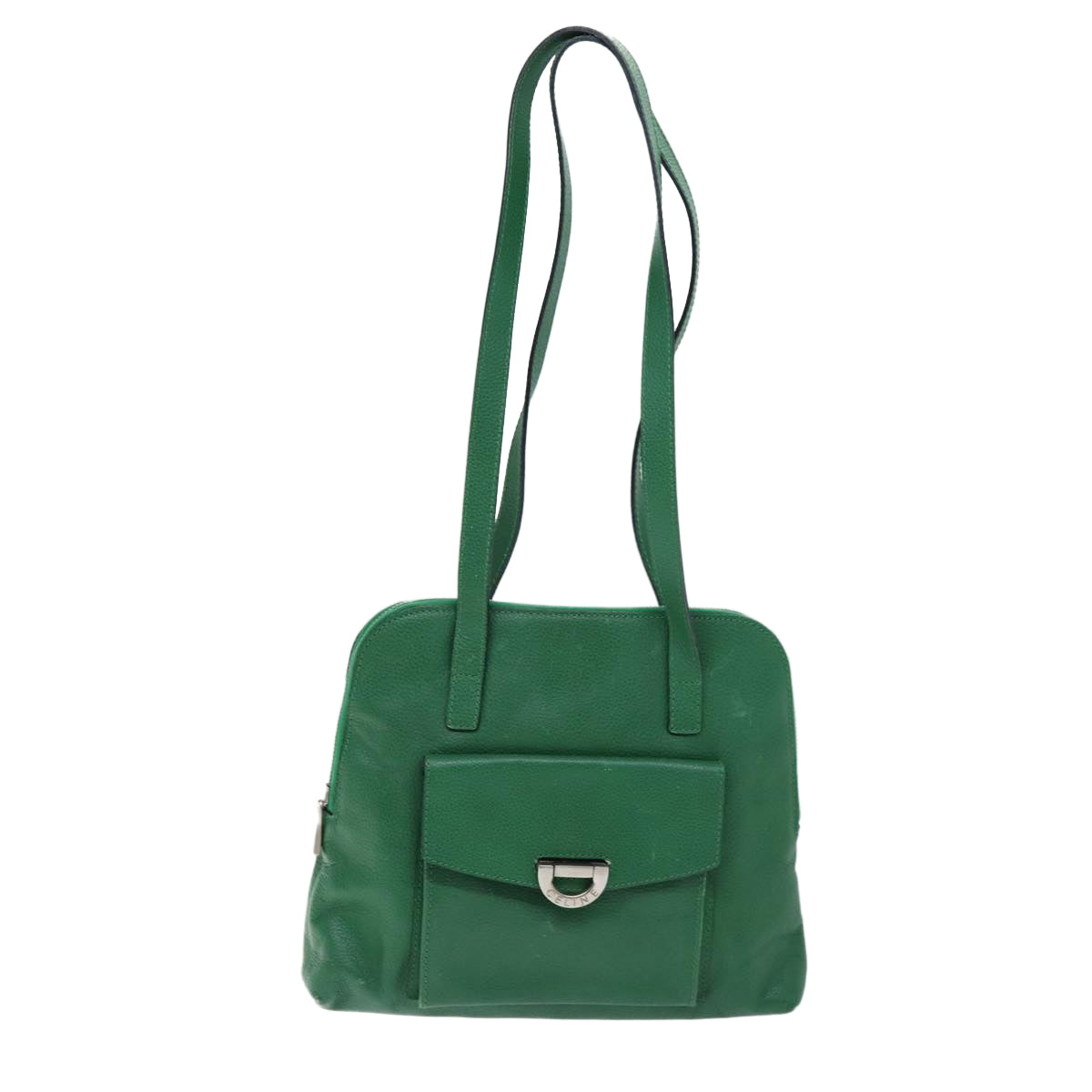 CELINE Shoulder Bag Leather Green Auth 74192 - 0