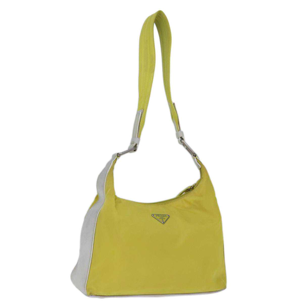 PRADA Shoulder Bag Nylon Yellow Auth 74194
