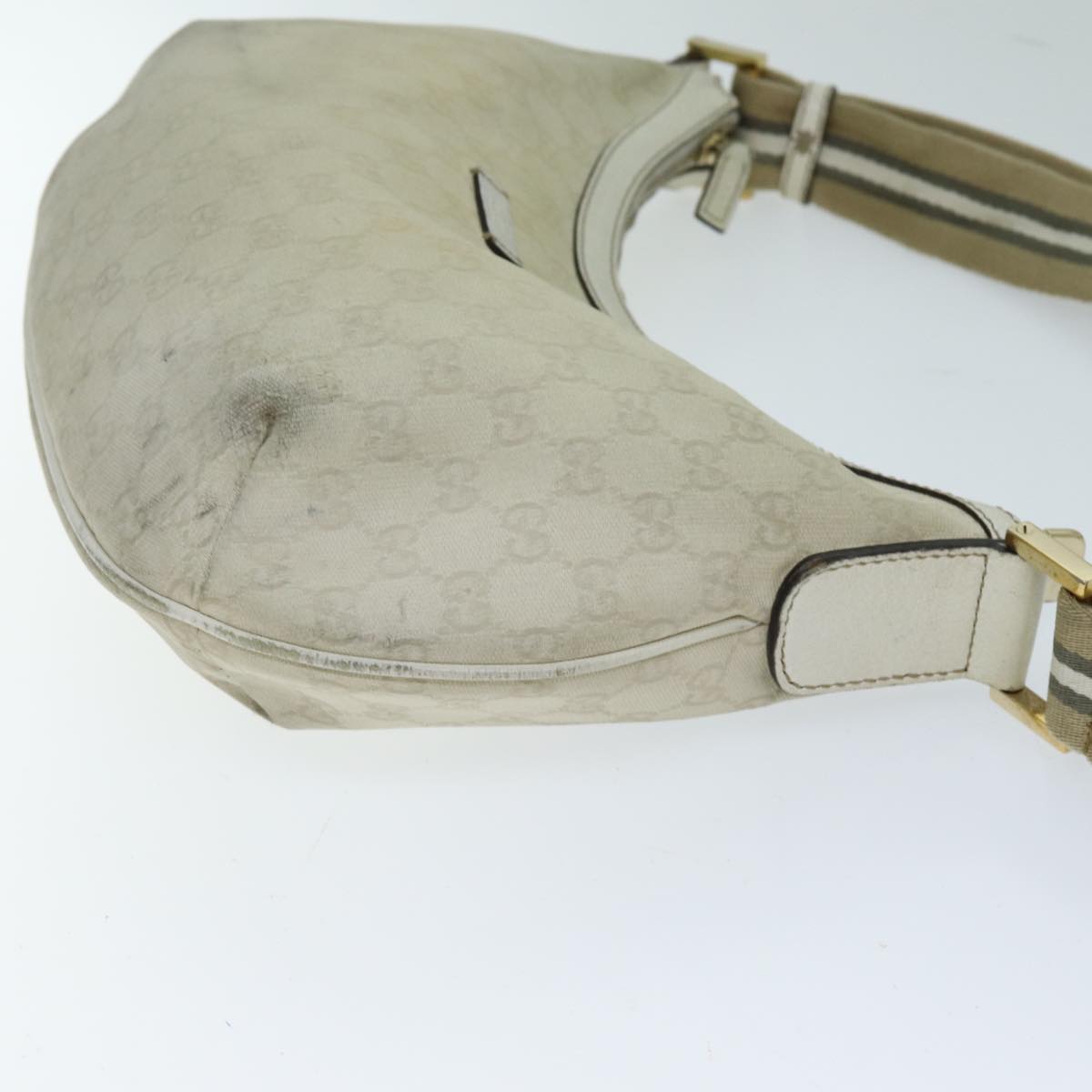 GUCCI GG Canvas Sherry Line Shoulder Bag Green Beige 181092 Auth 74209