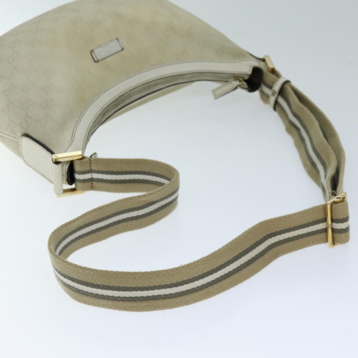 GUCCI GG Canvas Sherry Line Shoulder Bag Green Beige 181092 Auth 74209