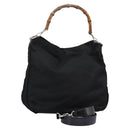 GUCCI Bamboo Hand Bag Nylon 2way Black 001 2058 1577 5 Auth 74234-1