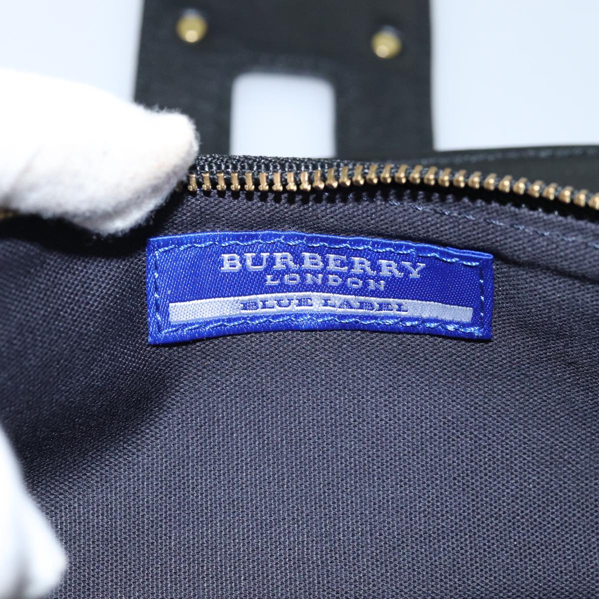 BURBERRY Nova Check Blue Label Shoulder Wallet Canvas Navy Auth 74253