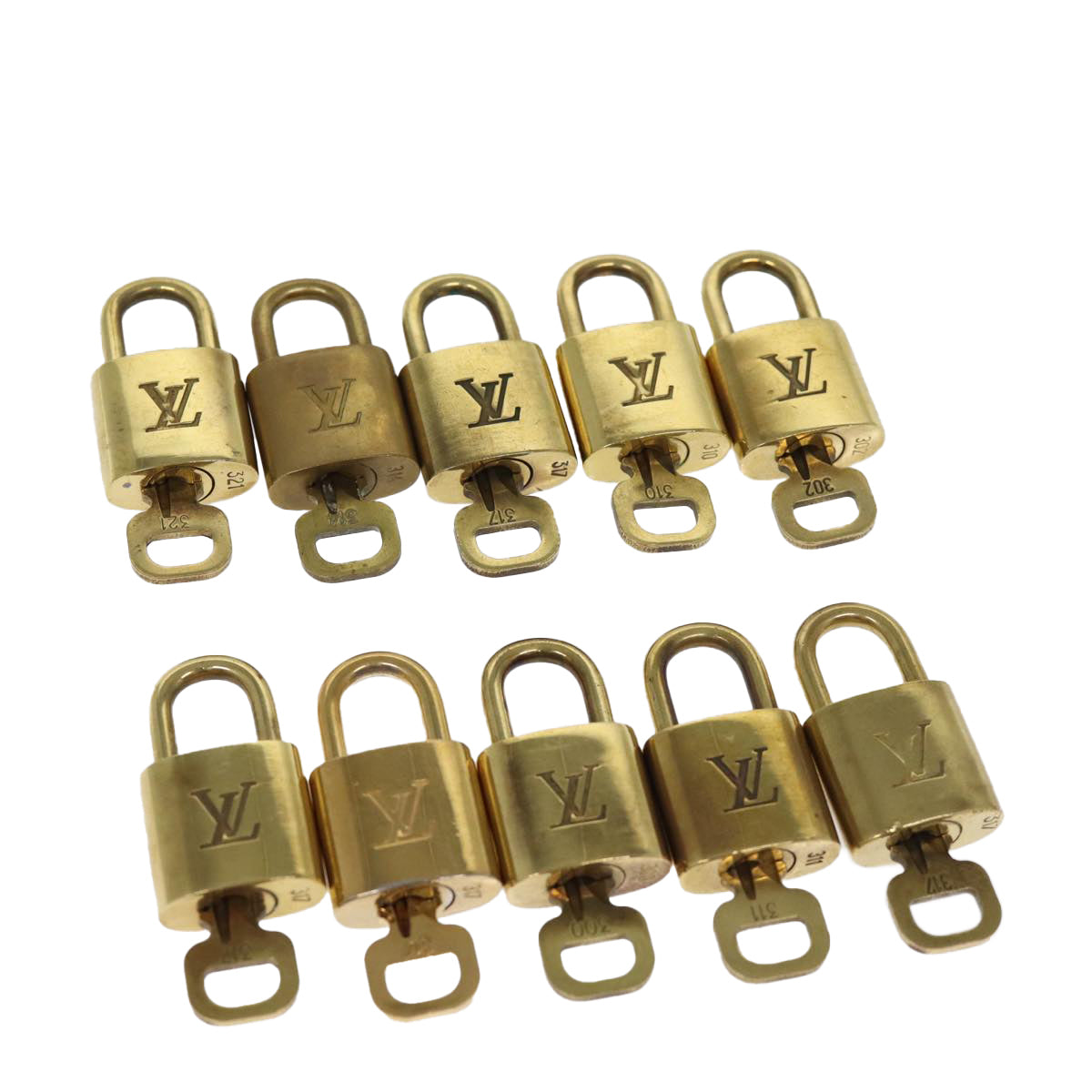 LOUIS VUITTON Padlock 10set Padlock Gold Tone LV Auth 74264