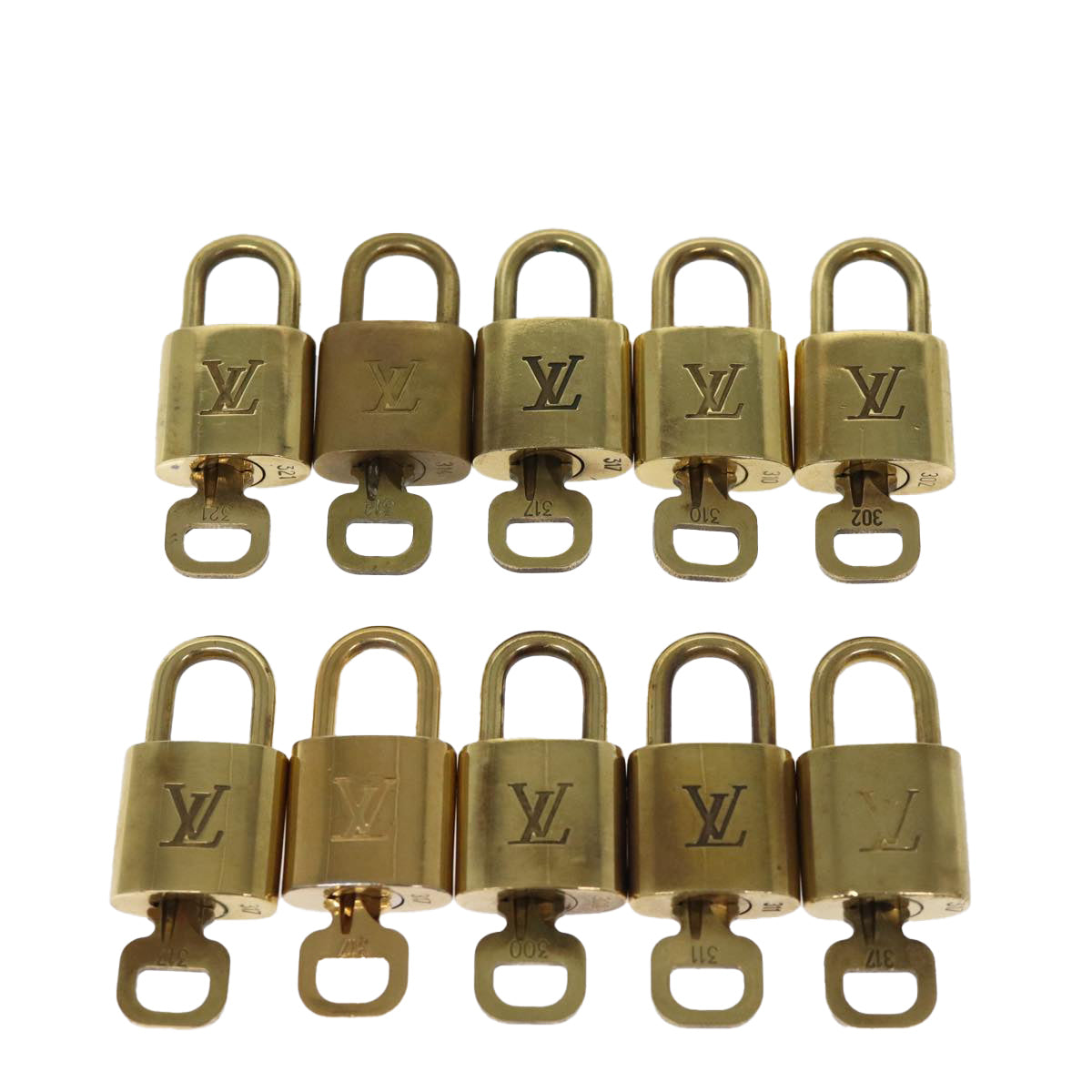 LOUIS VUITTON Padlock 10set Padlock Gold Tone LV Auth 74264 - 0