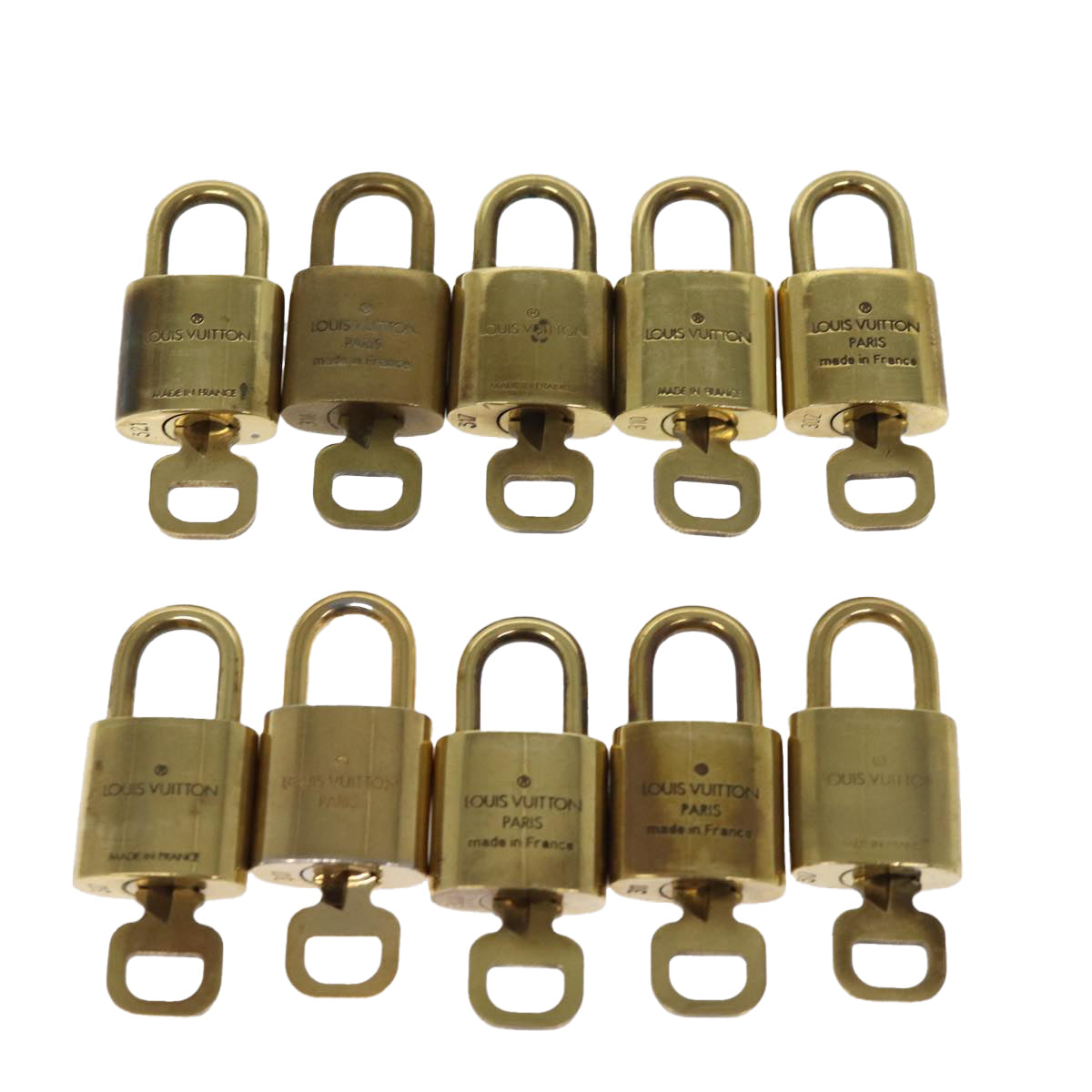 LOUIS VUITTON Padlock 10set Padlock Gold Tone LV Auth 74264