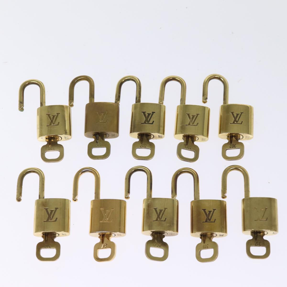 LOUIS VUITTON Padlock 10set Padlock Gold Tone LV Auth 74264