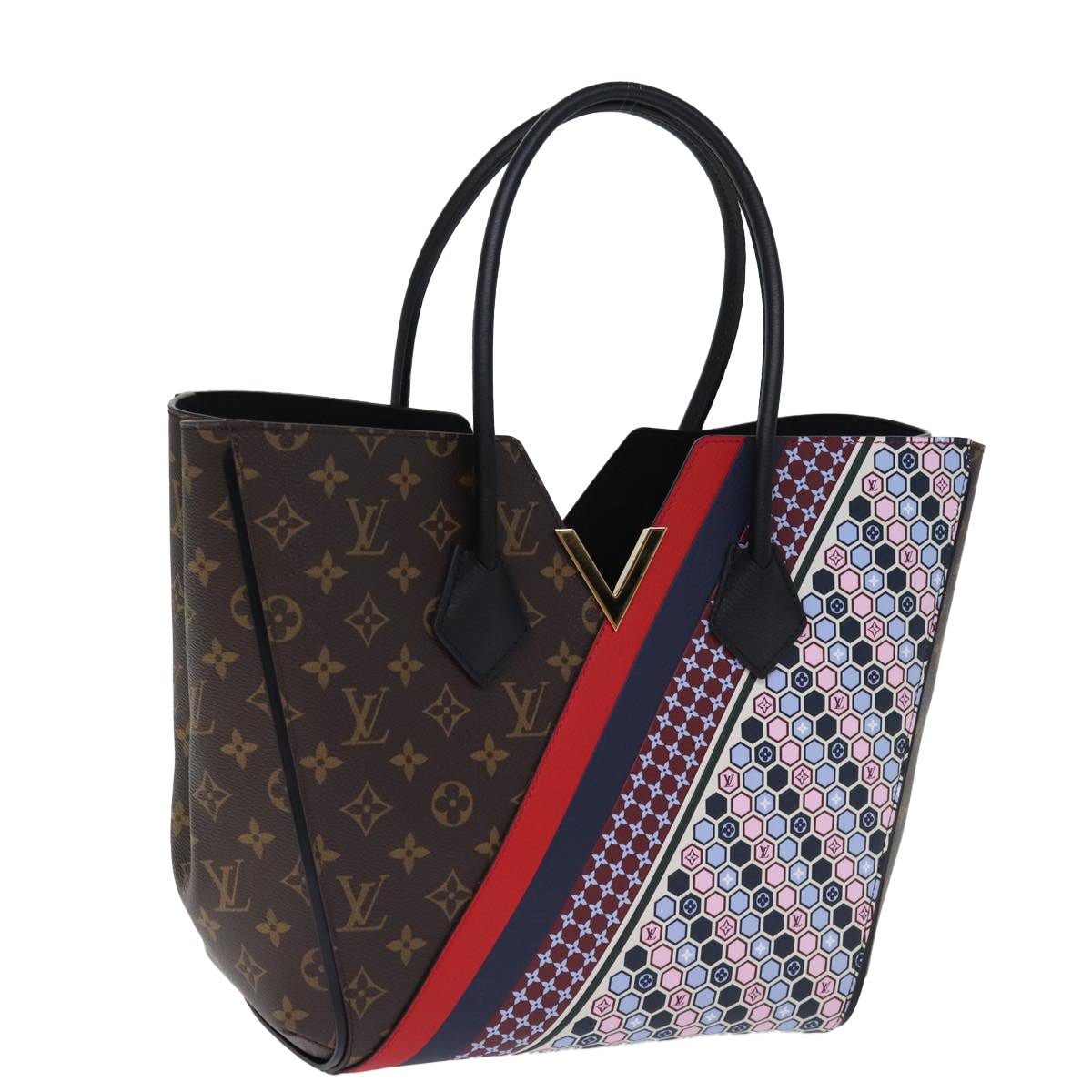 LOUIS VUITTON Monogram Kimono MM Tote Bag Red Navy M42850 LV Auth 74277S