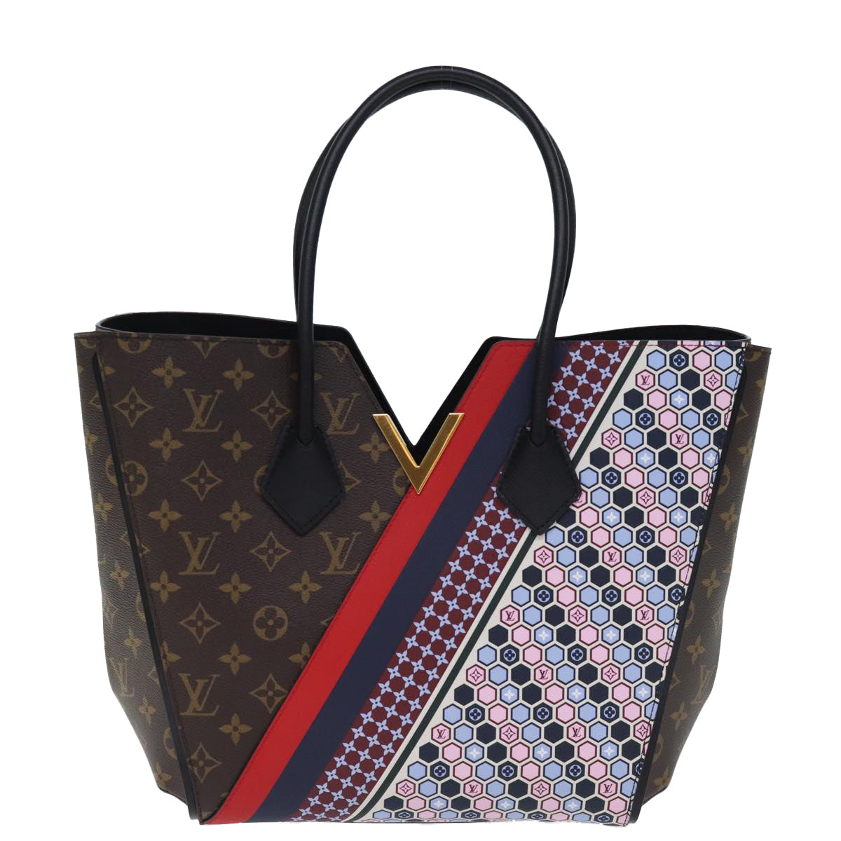 LOUIS VUITTON Monogram Kimono MM Tote Bag Red Navy M42850 LV Auth 74277S