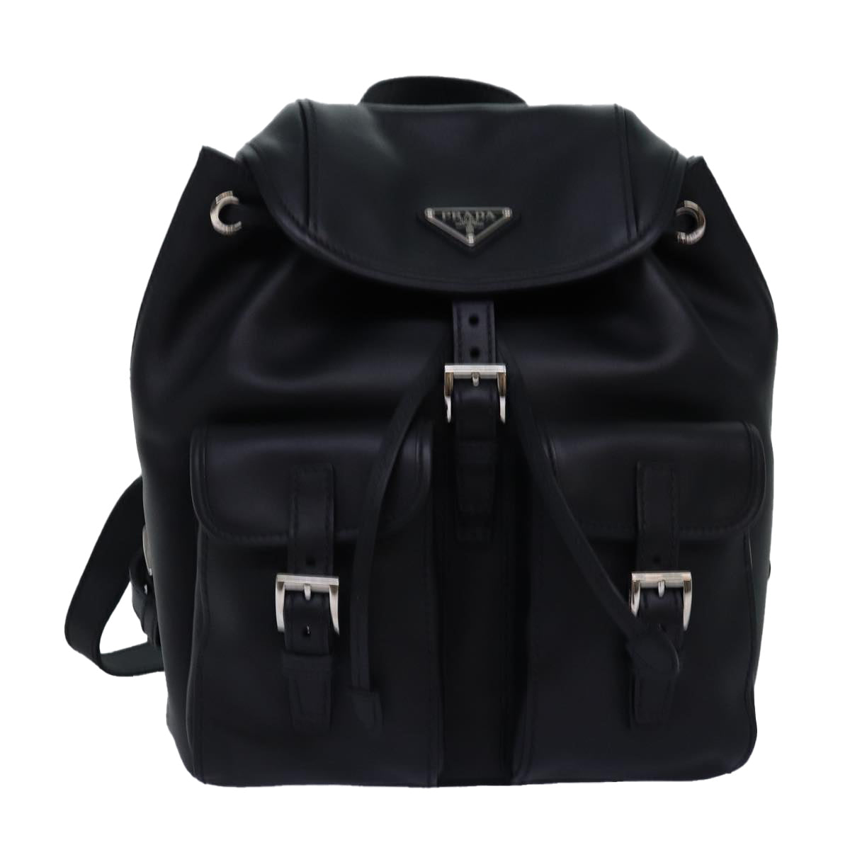 PRADA Backpack Leather Black Auth 74278A