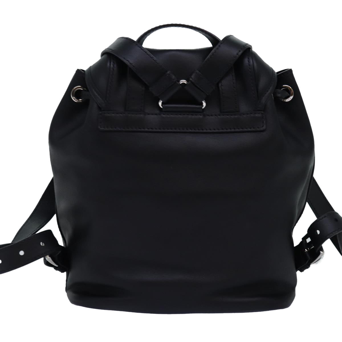 PRADA Backpack Leather Black Auth 74278A - 0