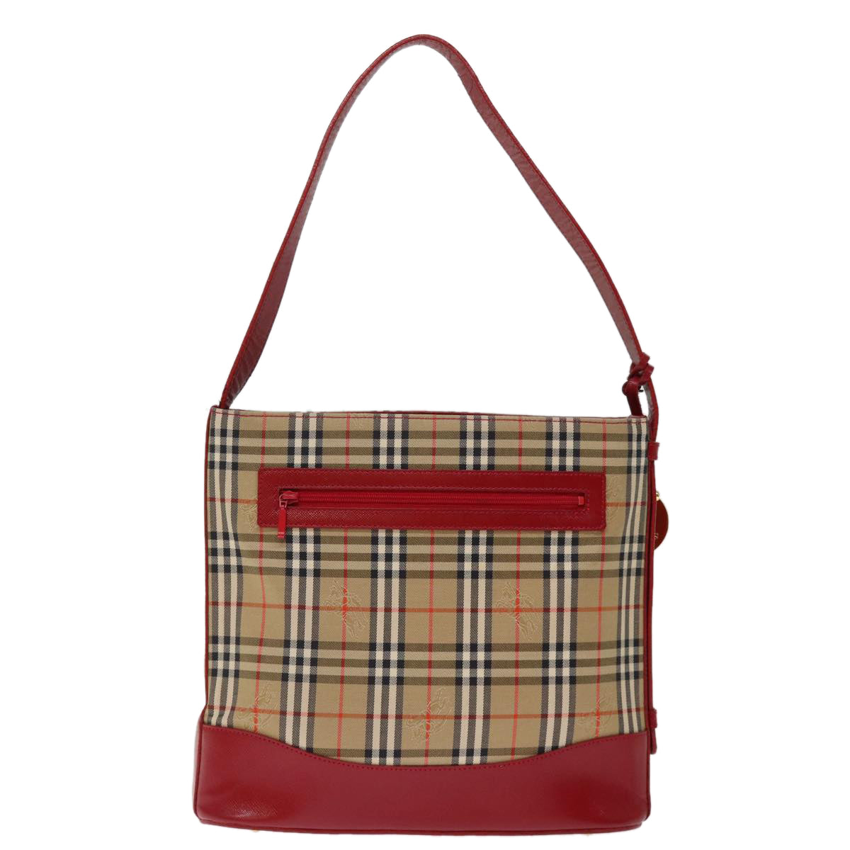 Burberrys Nova Check Shoulder Bag Canvas Beige Red Auth 74385 - 0