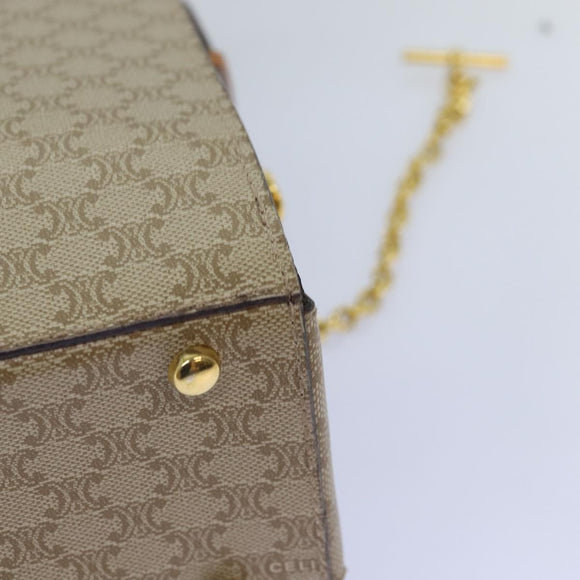 CELINE Macadam Canvas Shoulder Bag Beige Auth 74388