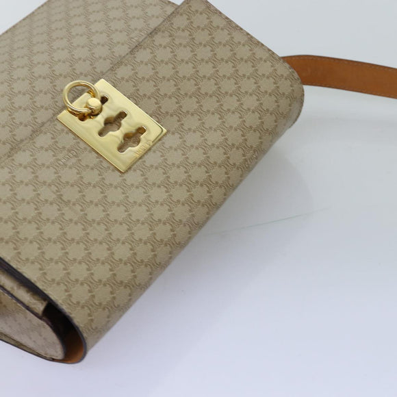 CELINE Macadam Canvas Umhängetasche Beige Auth 74388