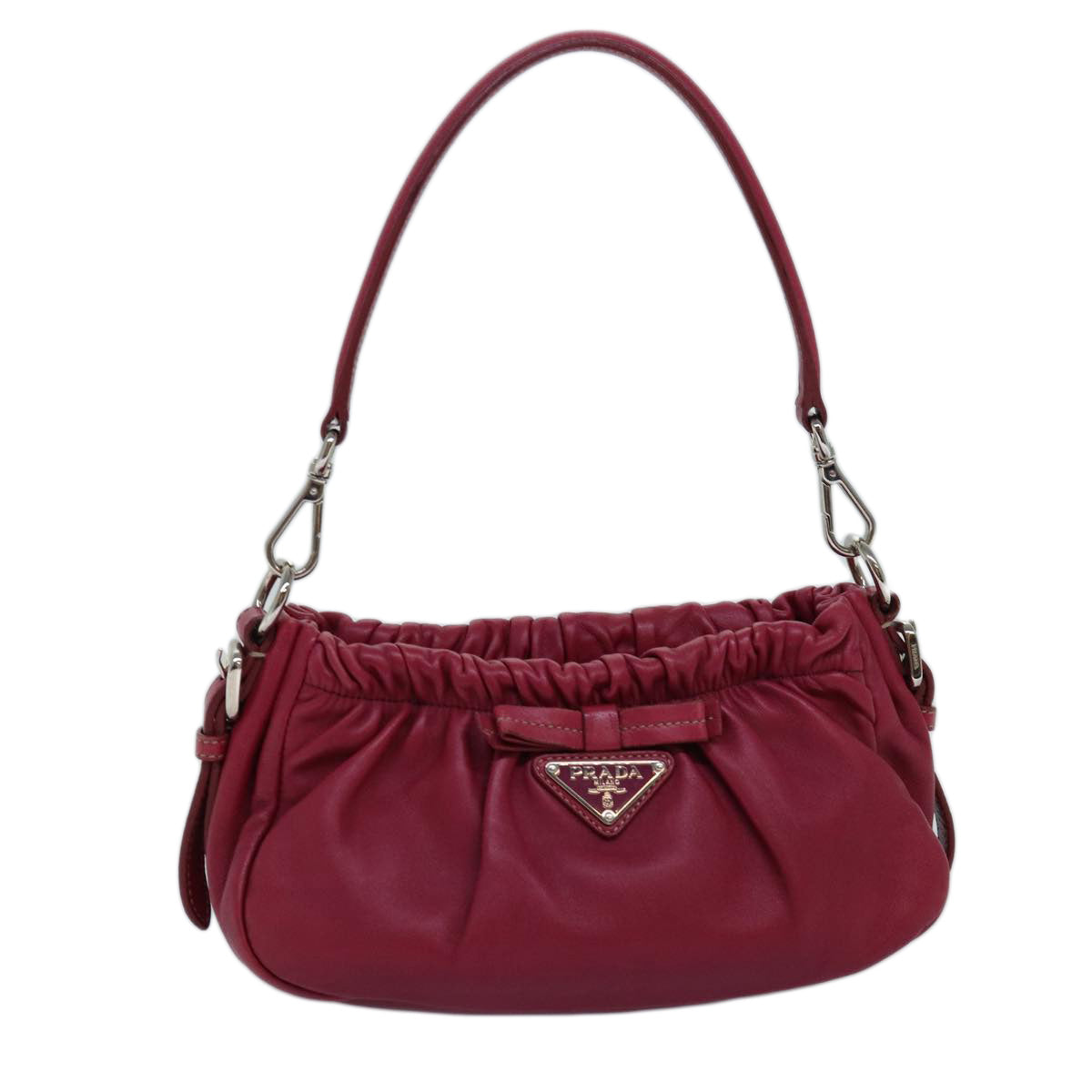 PRADA Shoulder Bag Leather Pink Auth 74393