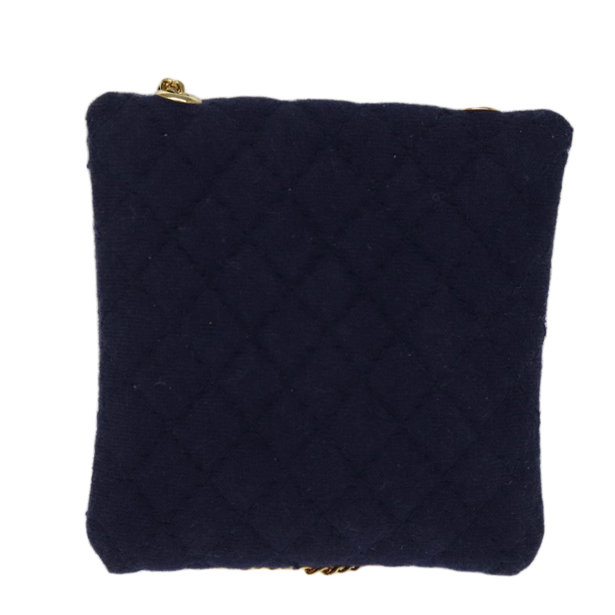 CHANEL Chain Pouch Canvas Navy CC Auth 74394 - 0