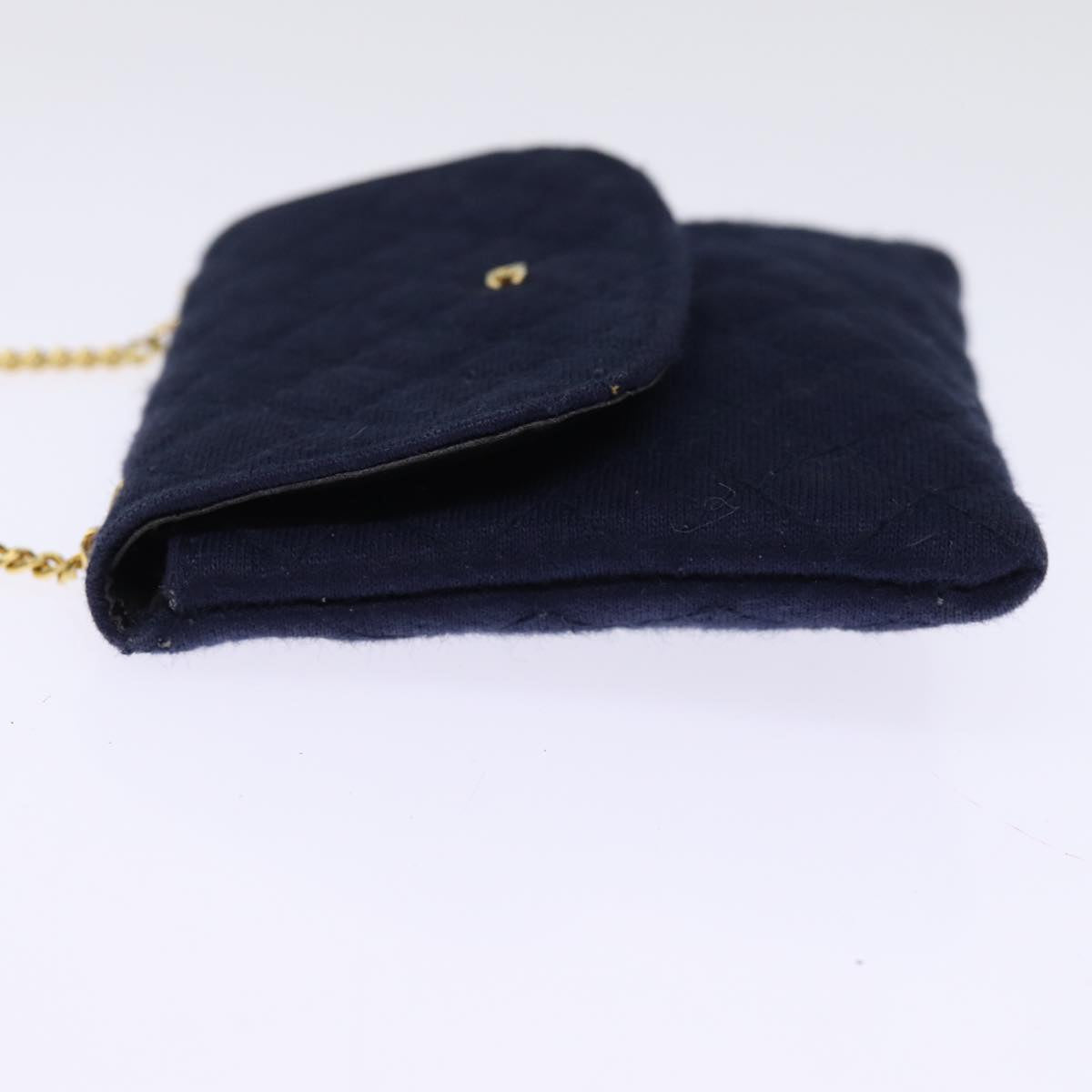 CHANEL Chain Pouch Canvas Navy CC Auth 74394