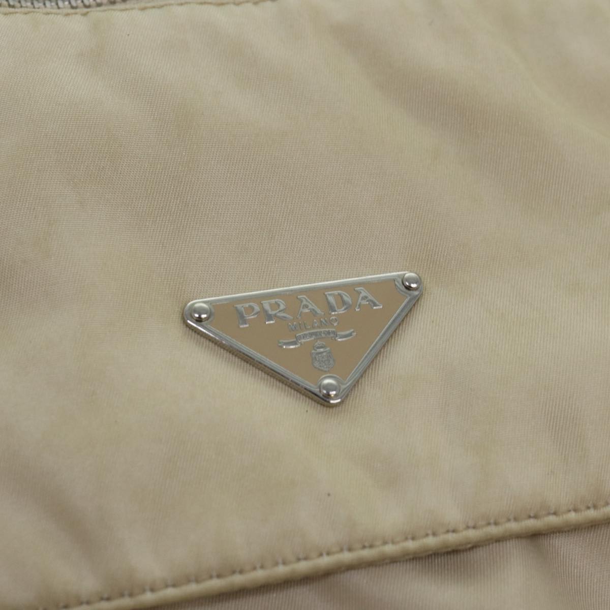 PRADA Shoulder Bag Nylon Beige Auth 74401