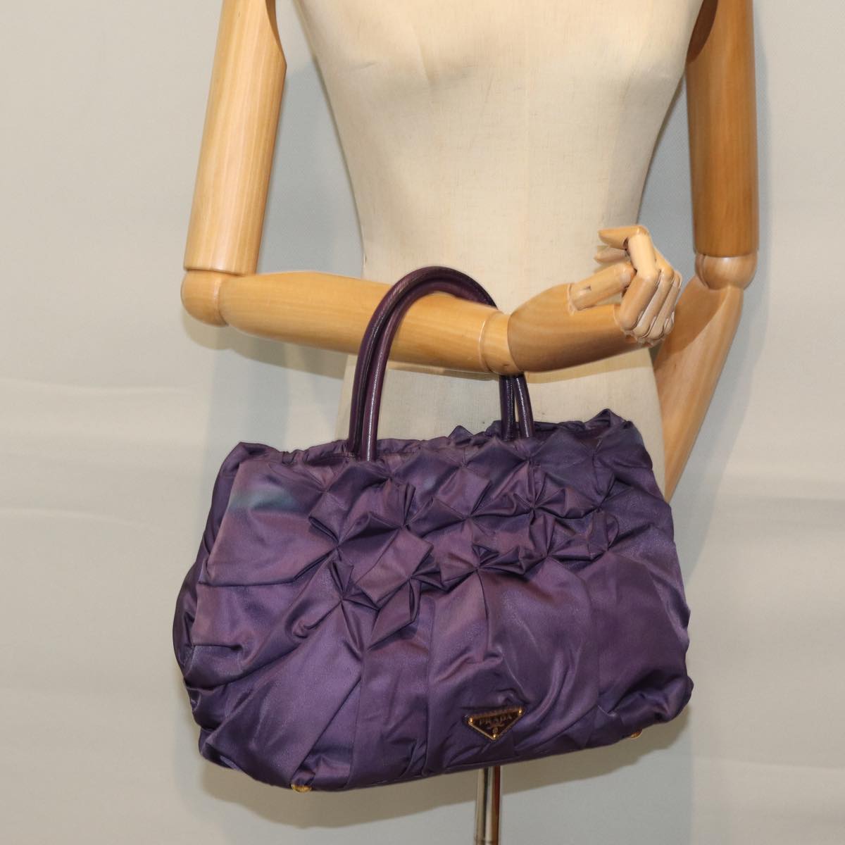 PRADA Hand Bag Nylon Purple Auth 74403