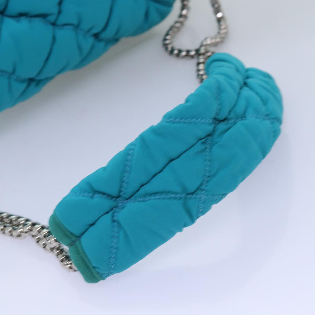CHANEL Chain Shoulder Bag Nylon Blue CC Auth 74407A
