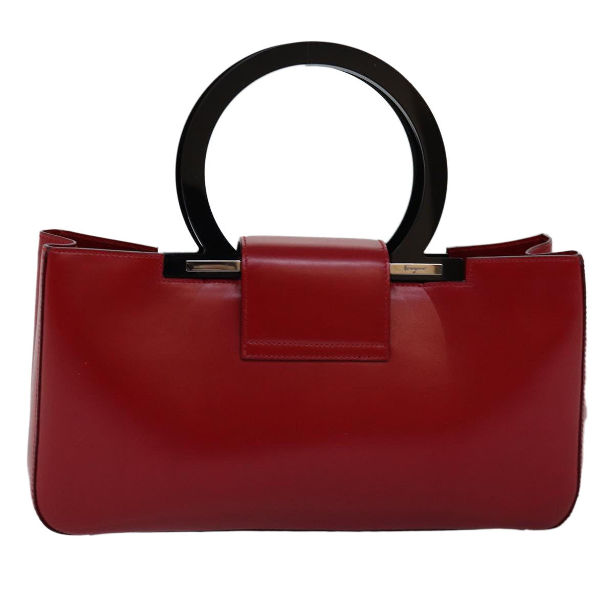 Salvatore Ferragamo Gancini Hand Bag Leather Red Auth 74408 - 0