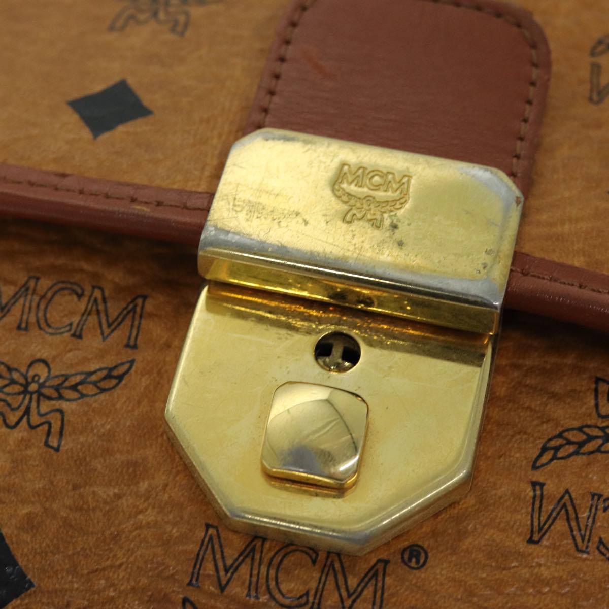 MCM Vicetos Logogram Clutch Bag PVC Brown Auth 74415