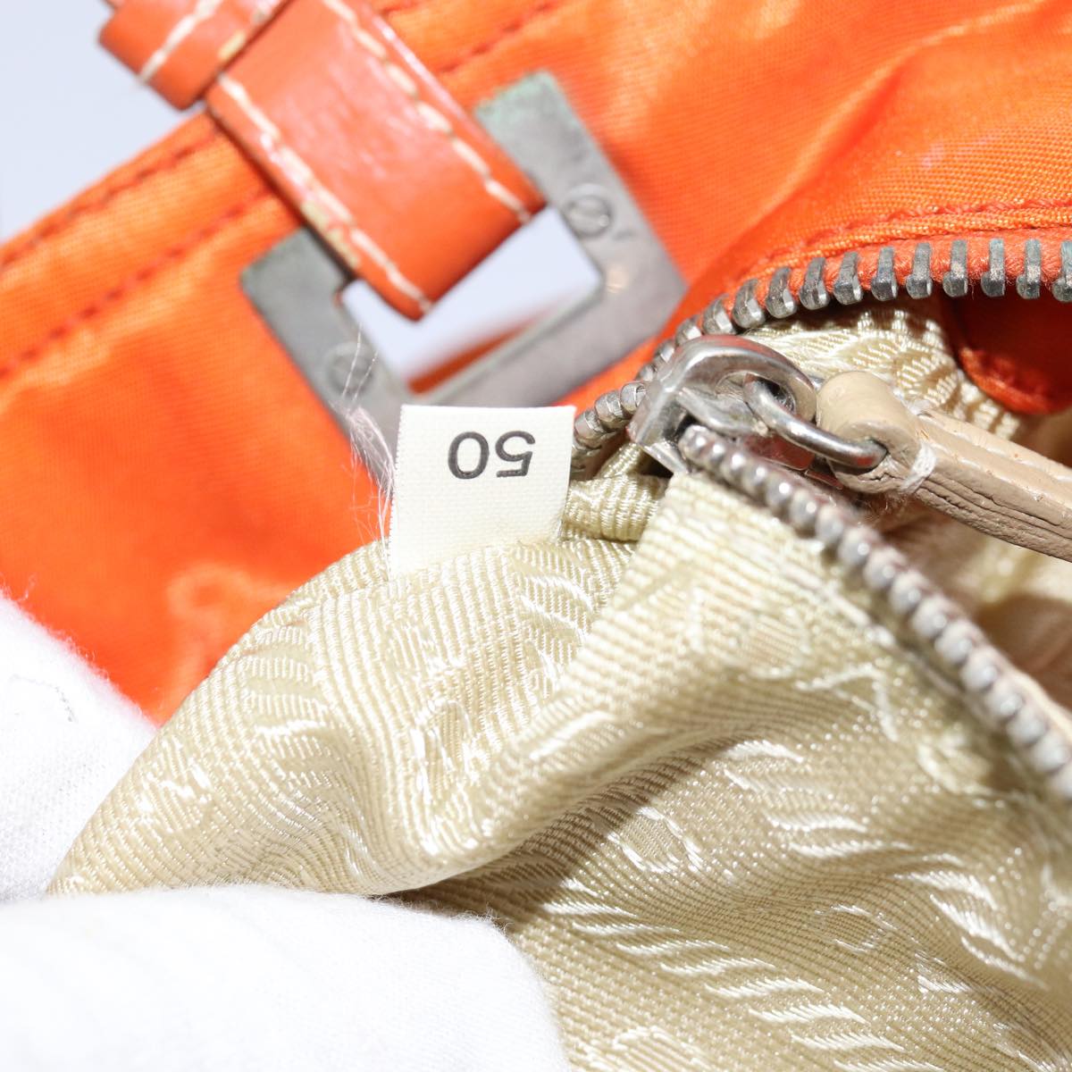 PRADA Hand Bag Nylon Orange Auth 74418