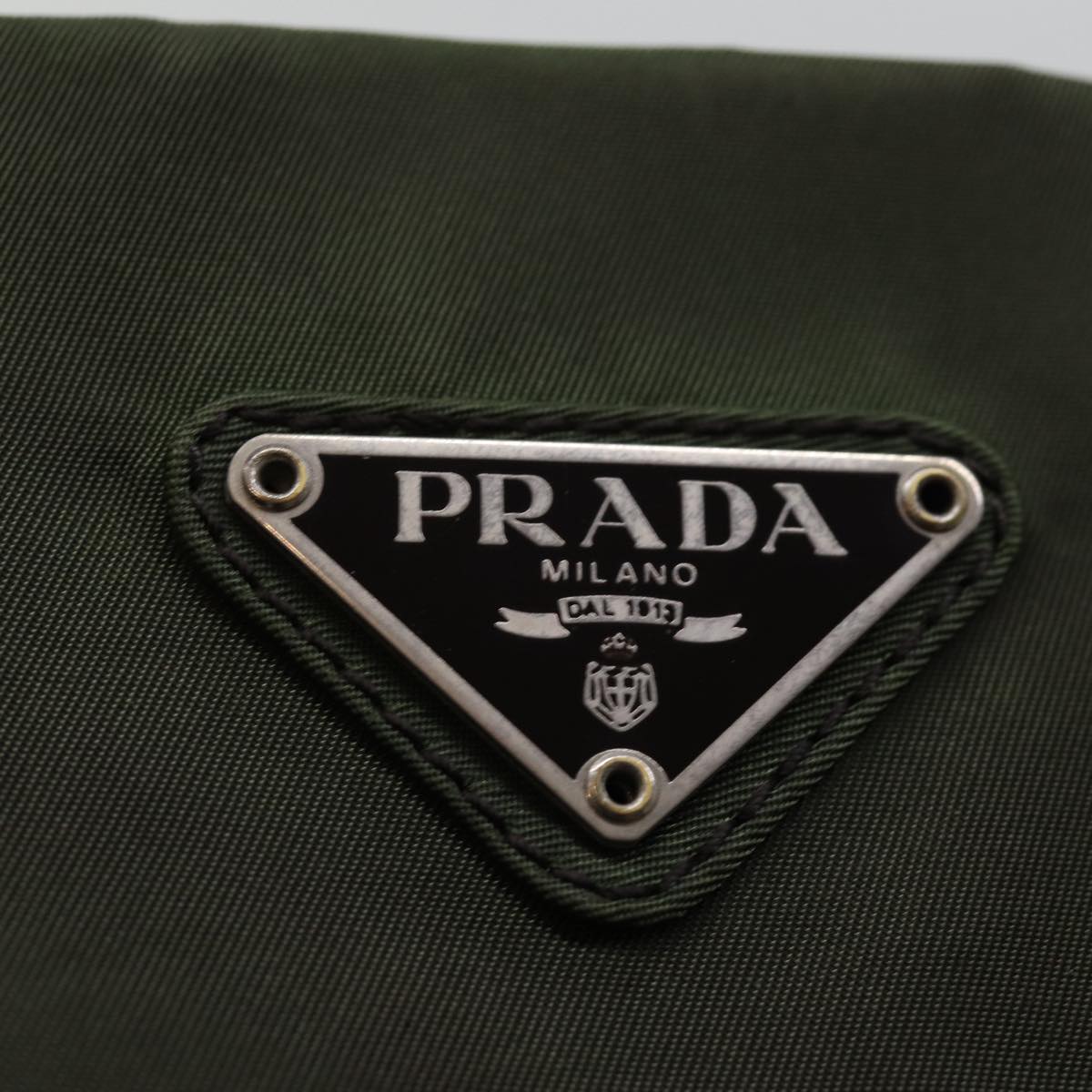 PRADA Tote Bag Nylon Khaki Auth 74419