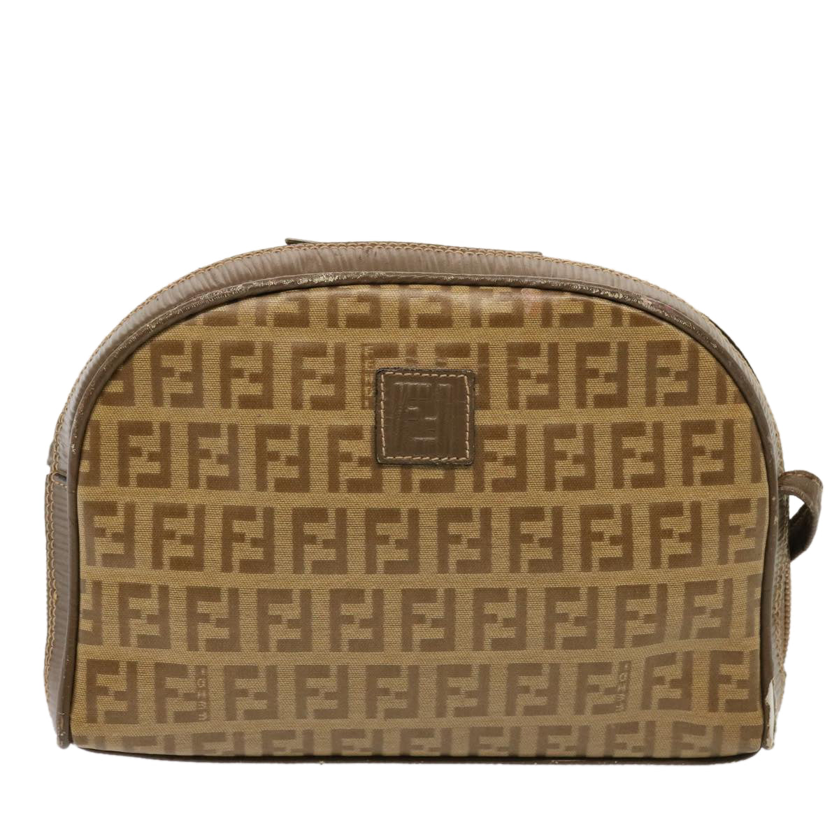 FENDI Zucchino Canvas Shoulder Bag Brown Auth 74424