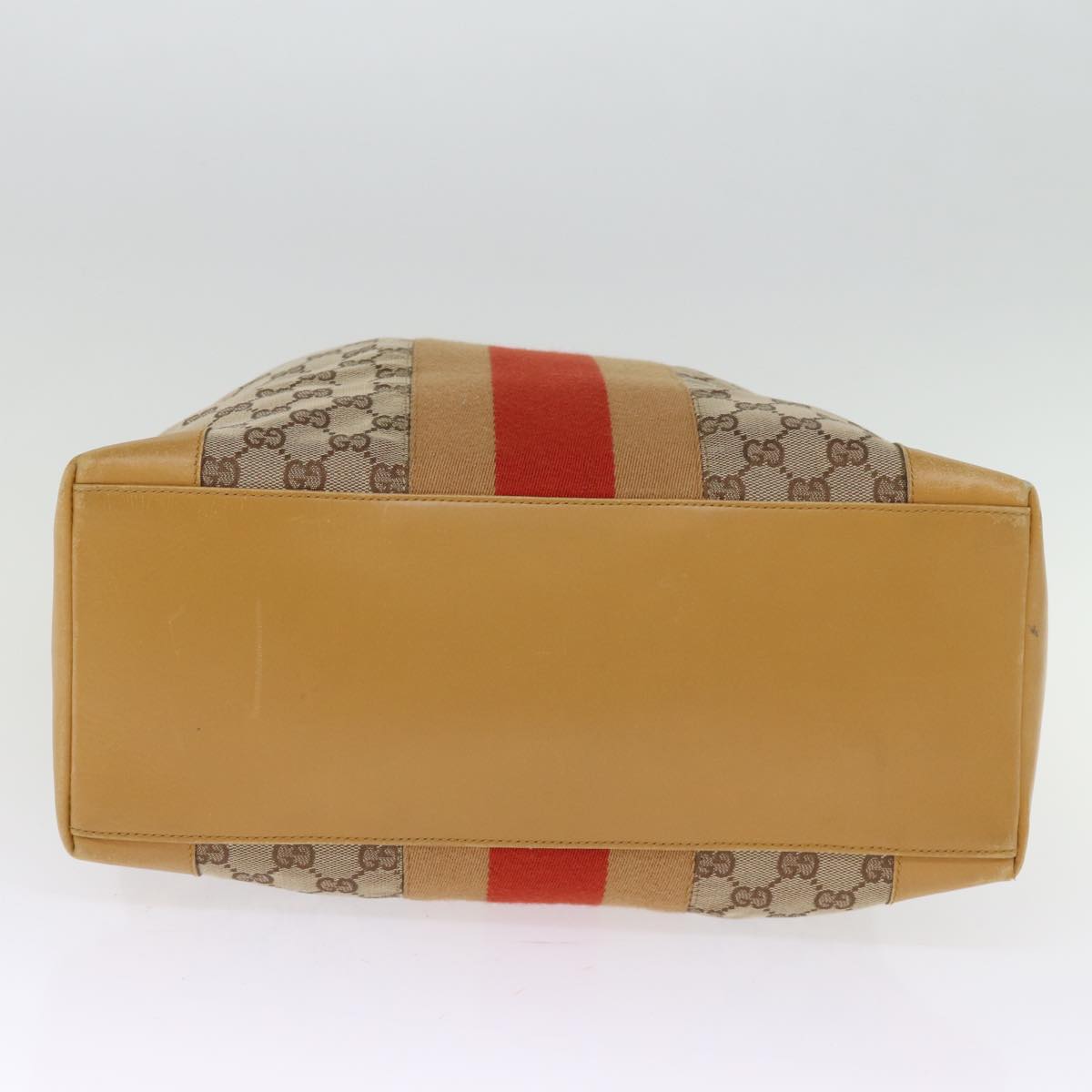 GUCCI GG Canvas Sherry Line Hand Bag Beige Red Brown 002 1093 Auth 74434