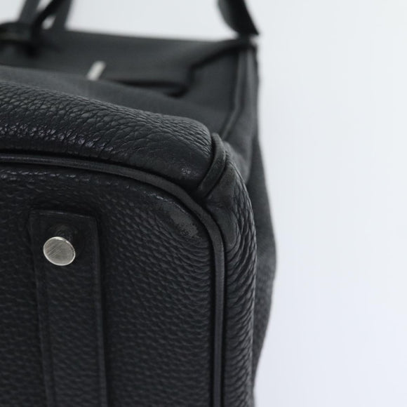 HERMES Birkin 35 Hand Bag Leather Black Silver Auth 74435