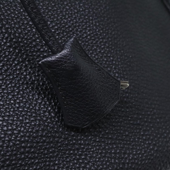 HERMES Birkin 35 Hand Bag Leather Black Silver Auth 74435