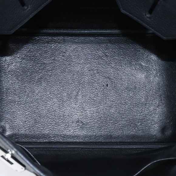 HERMES Birkin 35 Hand Bag Leather Black Silver Auth 74435