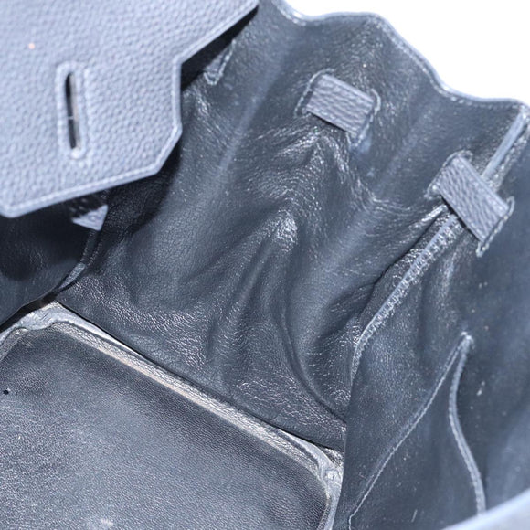 HERMES Birkin 35 Hand Bag Leather Black Silver Auth 74435