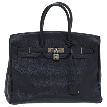 HERMES Birkin 35 Hand Bag Leather Black Silver Auth 74435 - 0