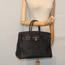 HERMES Birkin 35 Hand Bag Leather Black Silver Auth 74435-23
