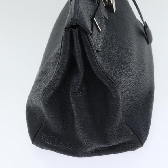 HERMES Birkin 35 Hand Bag Leather Black Silver Auth 74435