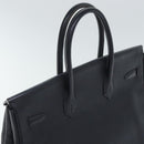 HERMES Birkin 35 Hand Bag Leather Black Silver Auth 74435-6
