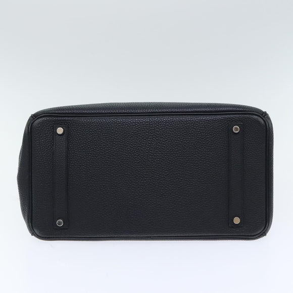 HERMES Birkin 35 Hand Bag Leather Black Silver Auth 74435