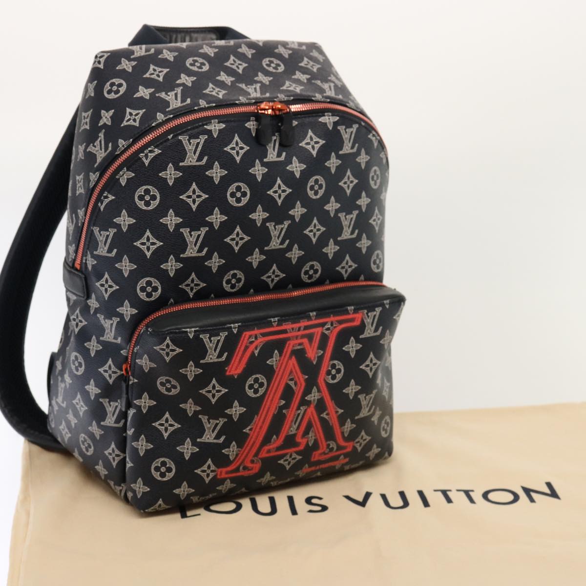 LOUIS VUITTON Monogram Ink Apollo Backpack Navy Red White M43676 LV Auth 74436SA