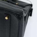 HERMES Birkin 35 Hand Bag Leather Black Gold Auth 74437-10