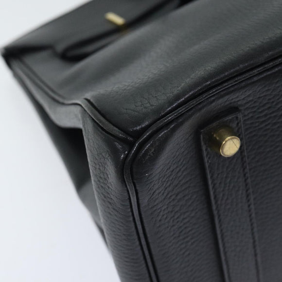 HERMES Birkin 35 Hand Bag Leather Black Gold Auth 74437