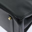 HERMES Birkin 35 Hand Bag Leather Black Gold Auth 74437-12