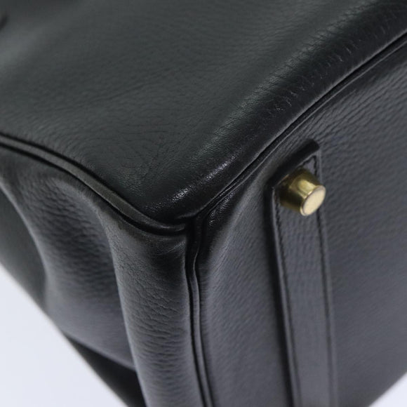 HERMES Birkin 35 Hand Bag Leather Black Gold Auth 74437