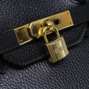 HERMES Birkin 35 Hand Bag Leather Black Gold Auth 74437-14