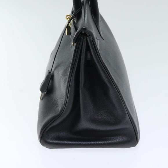 HERMES Birkin 35 Hand Bag Leather Black Gold Auth 74437