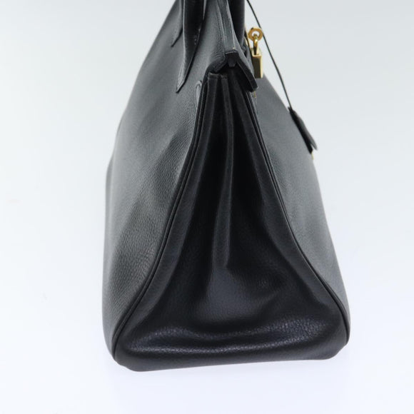HERMES Birkin 35 Hand Bag Leather Black Gold Auth 74437